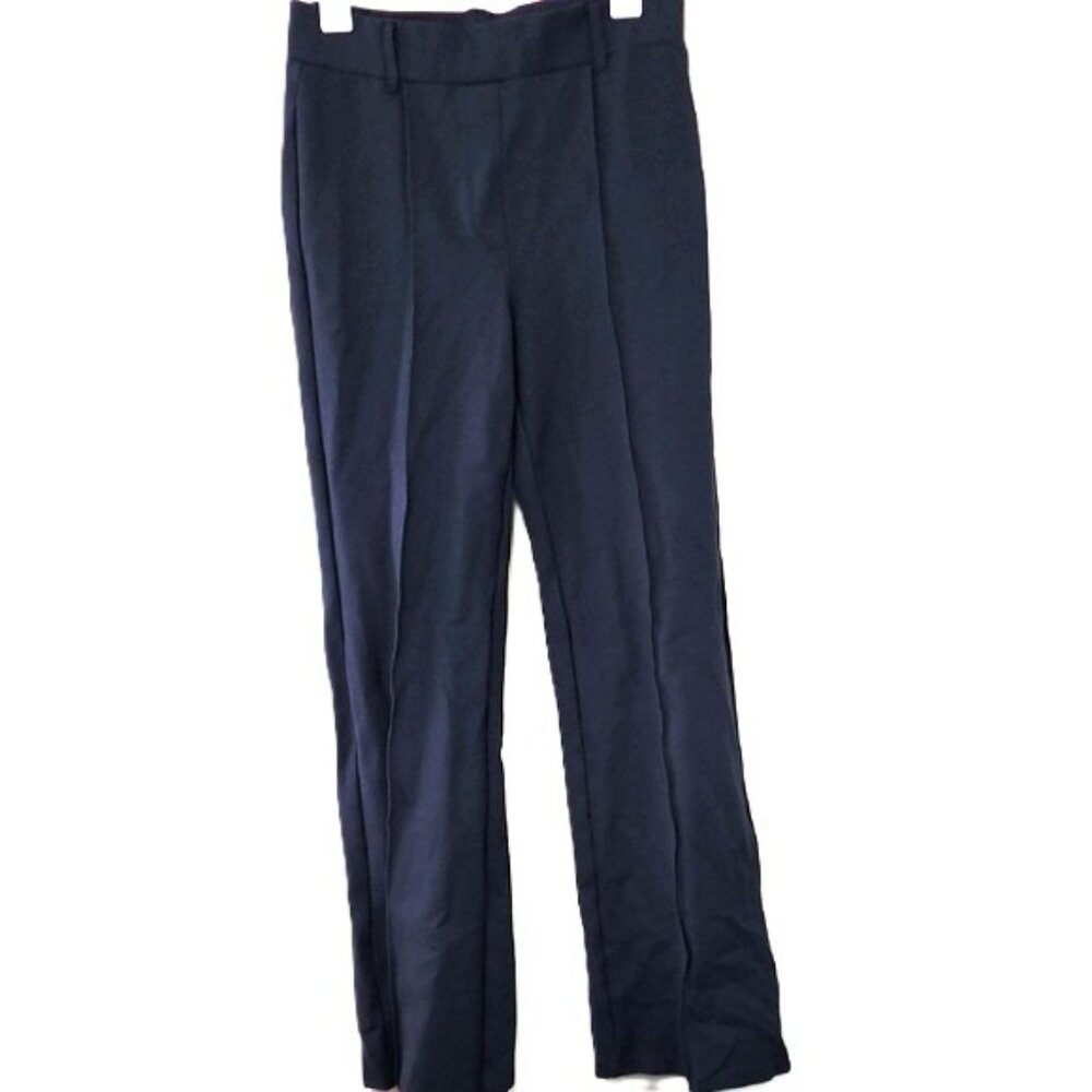 Quince Women's Navy Blue Ultra Stretch Pointe Flare Pants Size Medium 32" inseam